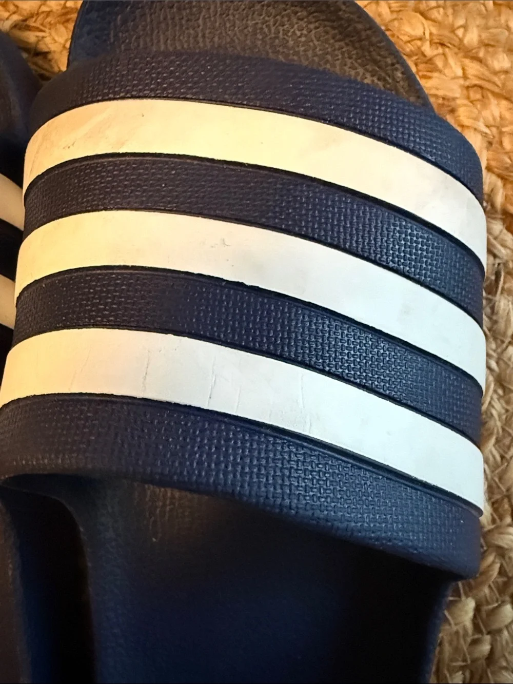 adidas Kids Navy and White Slide Sandals